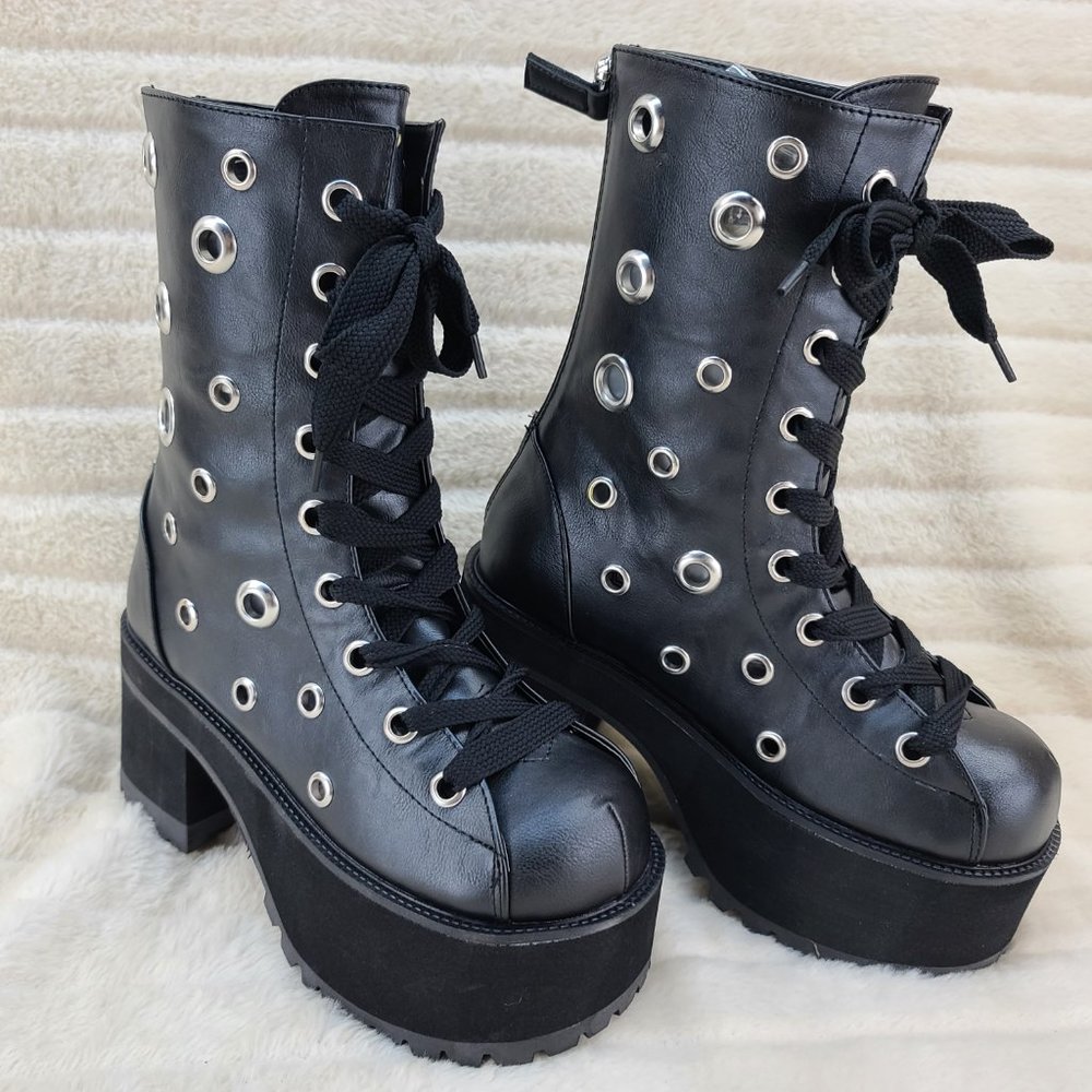 Demonia Ranger Platform Lace-Up Front Ankle Boot - Picture 2 of 10